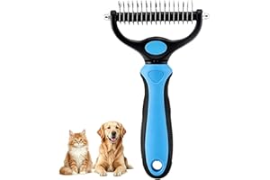 Dematting Comb for Dogs and Cats, Undercoat Rake Pet Brush for Long Hair, Deshedding Dog Brush Removes Tangles Knots and Loose Fur, Grooming Tool for Thick Coats (Blue L)