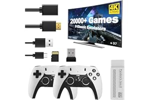 YUAKUOD Wireless Retro Game Console - Retro Play Game Stick,Nostalgia Stick Game,9 Classic Emulators,4K HDMI Output,Plug and Play Video Game Stick Built in 20000+ Games with 2.4G Wireless Controllers(64G)