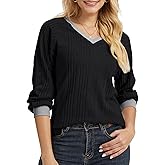 LAOTEPO Womens Long Sleeve Shirts Sweaters Fall Clothes Trendy Going Out Casual Tops Loose Fashion Clothing Outfits