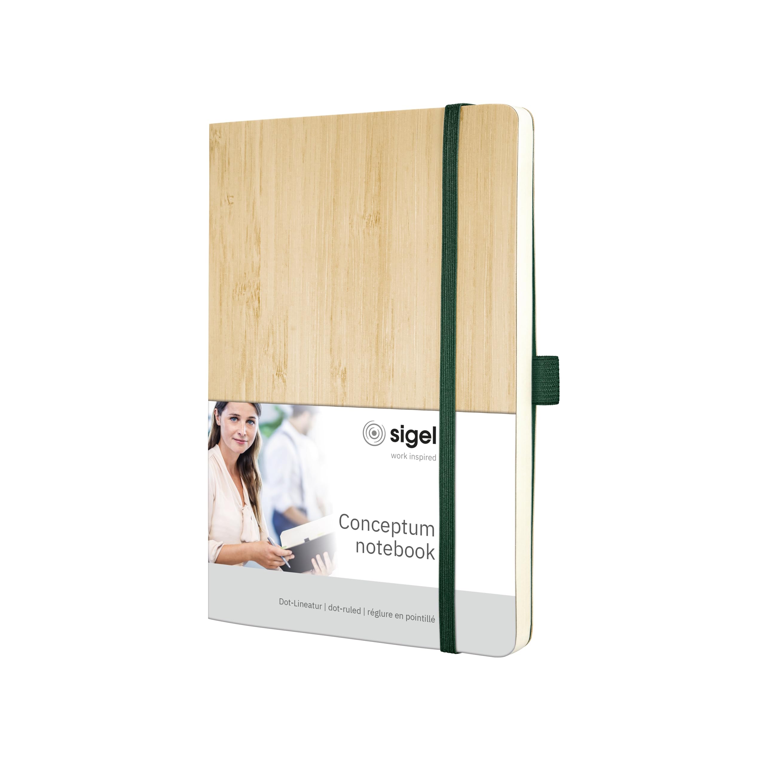 SIGEL CO671 Premium Notebook dotted, A5, real bamboo softcover, Beige - Conceptum — image 1