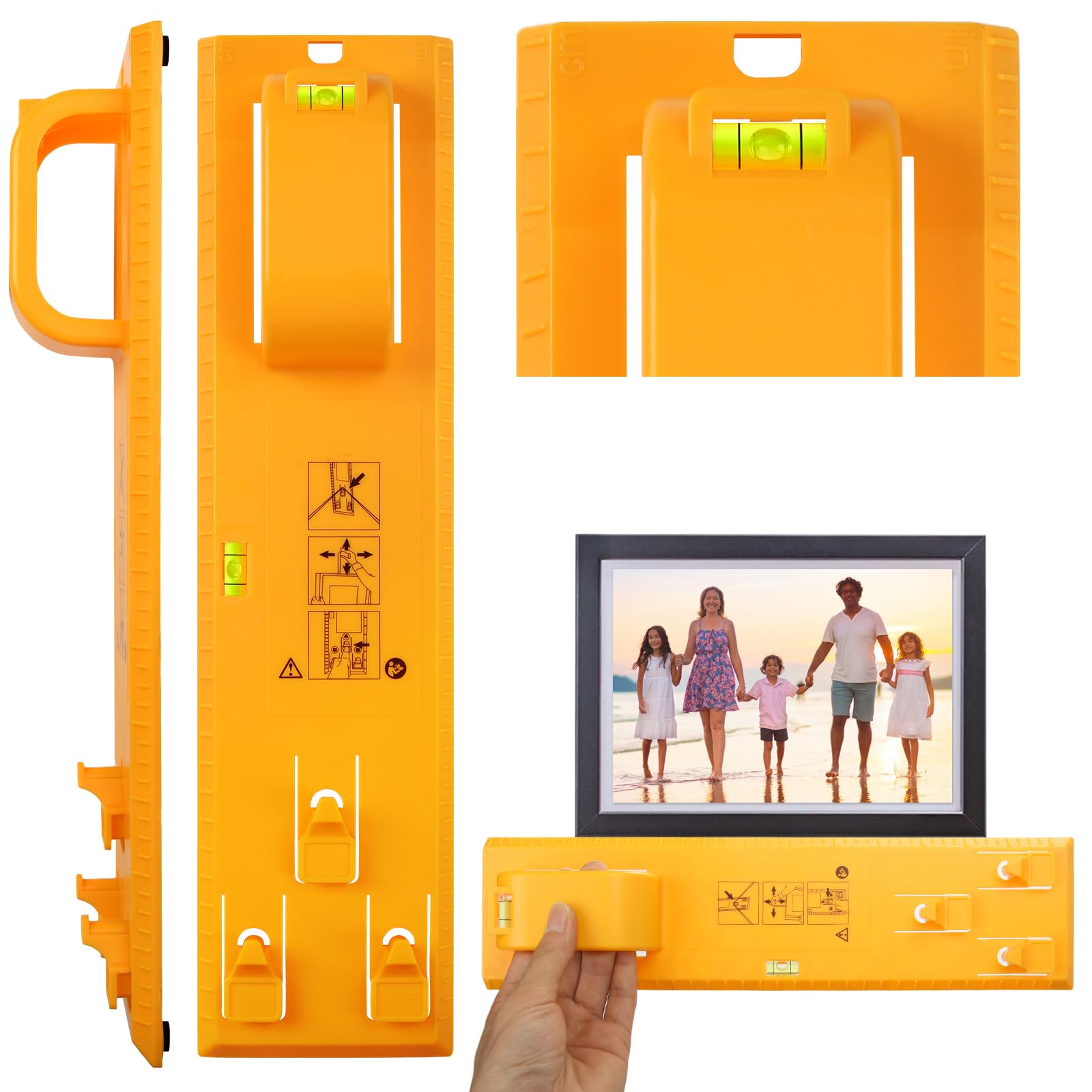 WEISIPU Picture Hanging Tool Kit, Photos Frame Hanger Wall Hanging Kit Tools with 2 Levels Easy Making Position for Clocks, Mirrors, Galleries, Artworks, Posters