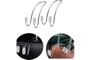 2pcs Bling Car Hooks, Universal Bling Diamond Car Headrest Hangers Organizer Seat Headrest Hooks, Auto Backseat Hanger Storag