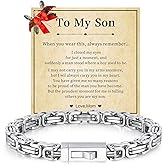 Valentines Day Gifts for Him : To My Man/Husband/Son Bracelet: 6.2mm Width Stainless Steel Link Bracelets,Men's Byzantine Handchain Jewelry,Birthday,Anniversary Present for Him,Boyfriend Gift Cad