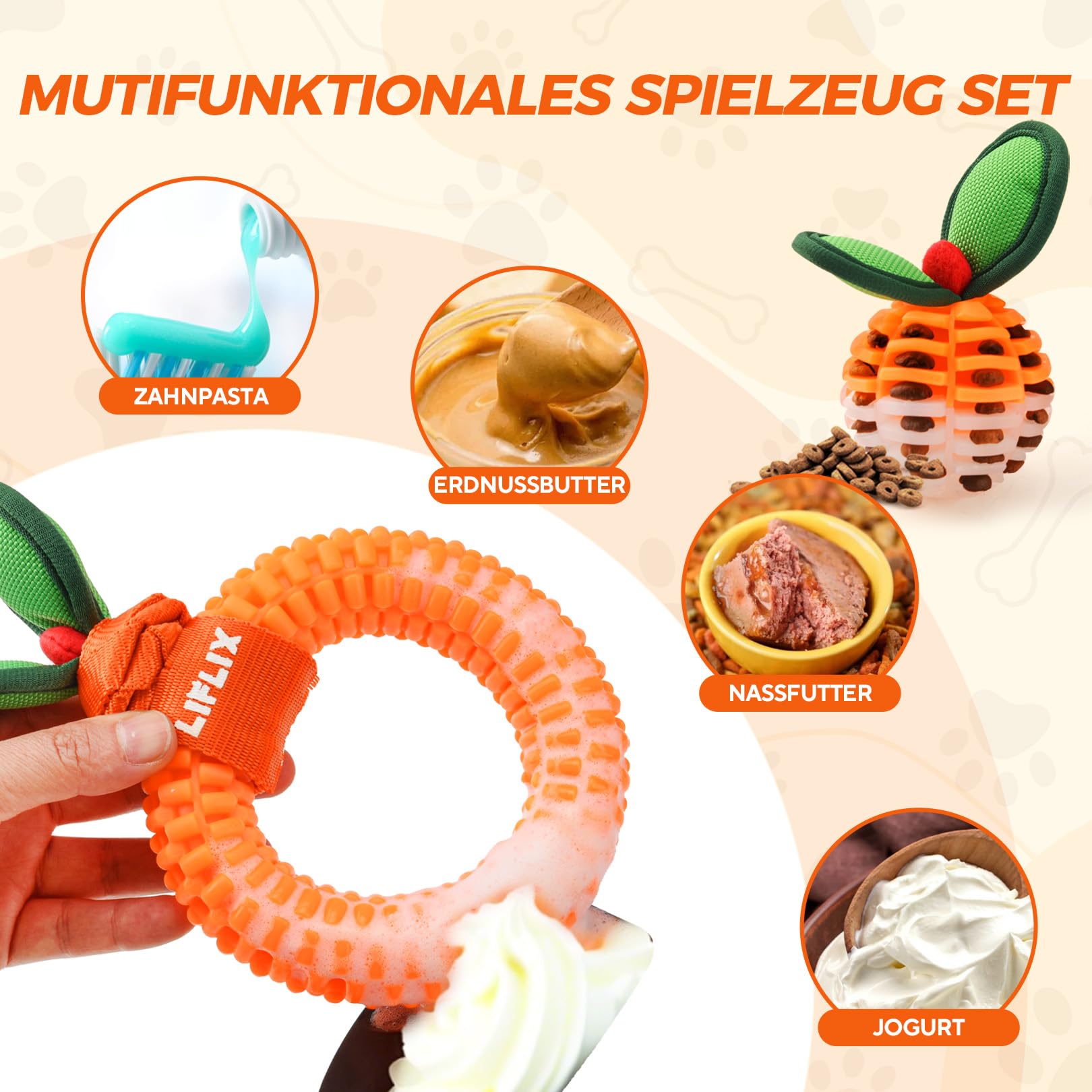 LIFLIX 2er-Set Zahnpflege-Spielzeug für Welpen, Langlebige TPU Biss und Bürste Hundespielzeug für Kleine & Mittlere Hunde, Dental Kauspielzeug für Zahnende Welpen 3