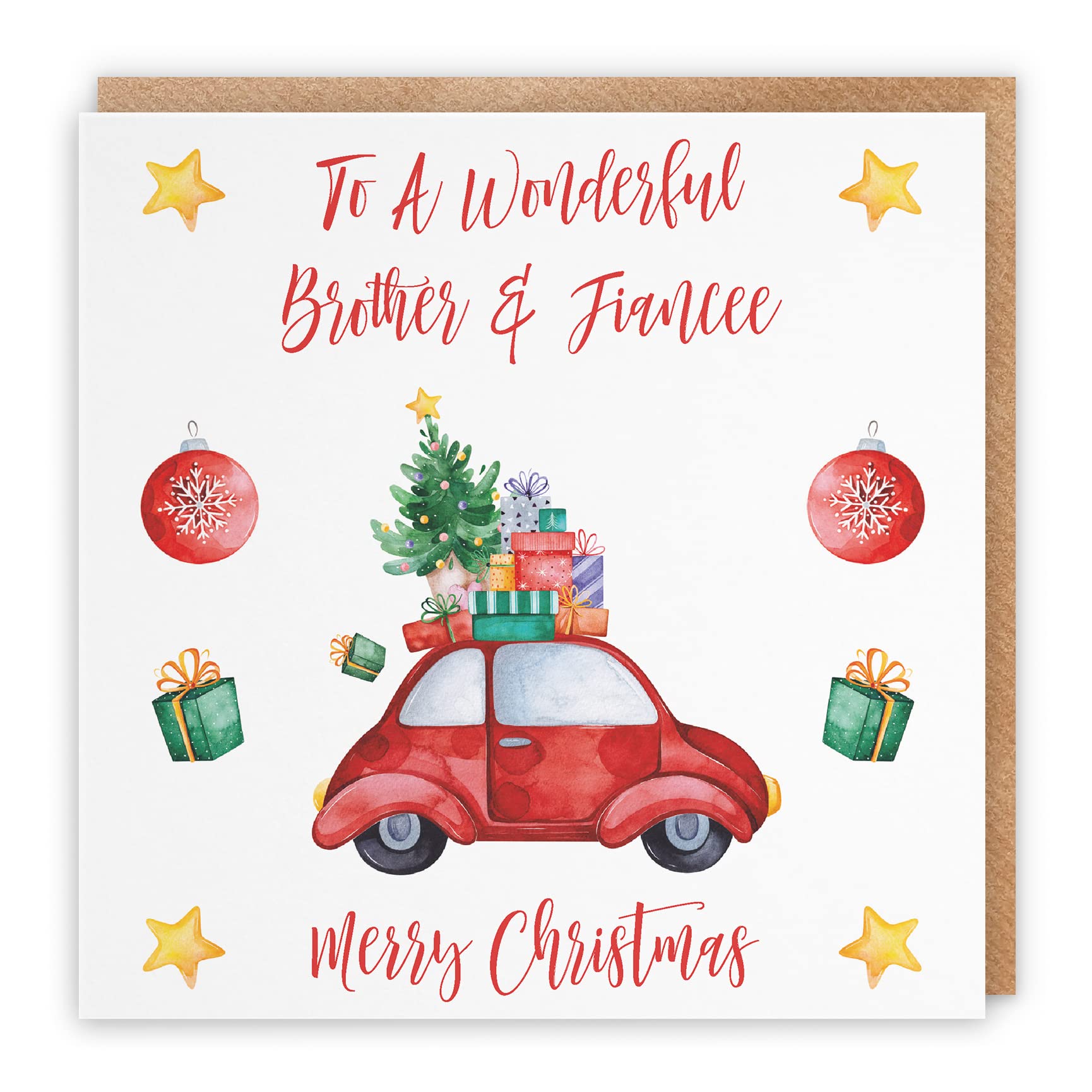 Hunts England - Brother And Fiancee Christmas Card - To A Wonderful Brother & Fiancee - Merry Christmas - Christmas Holiday Collection