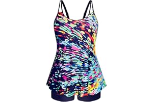 Hanna Nikole Womens Plus Size Tankini Swimsuit Two Piece Bathing Suits Flowy Swim Tops with Boy Shorts