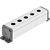 uxcell 5 Holes 16mm Aluminum Switch Button Station Box with a PG7 Cable Gland and Mounting Base