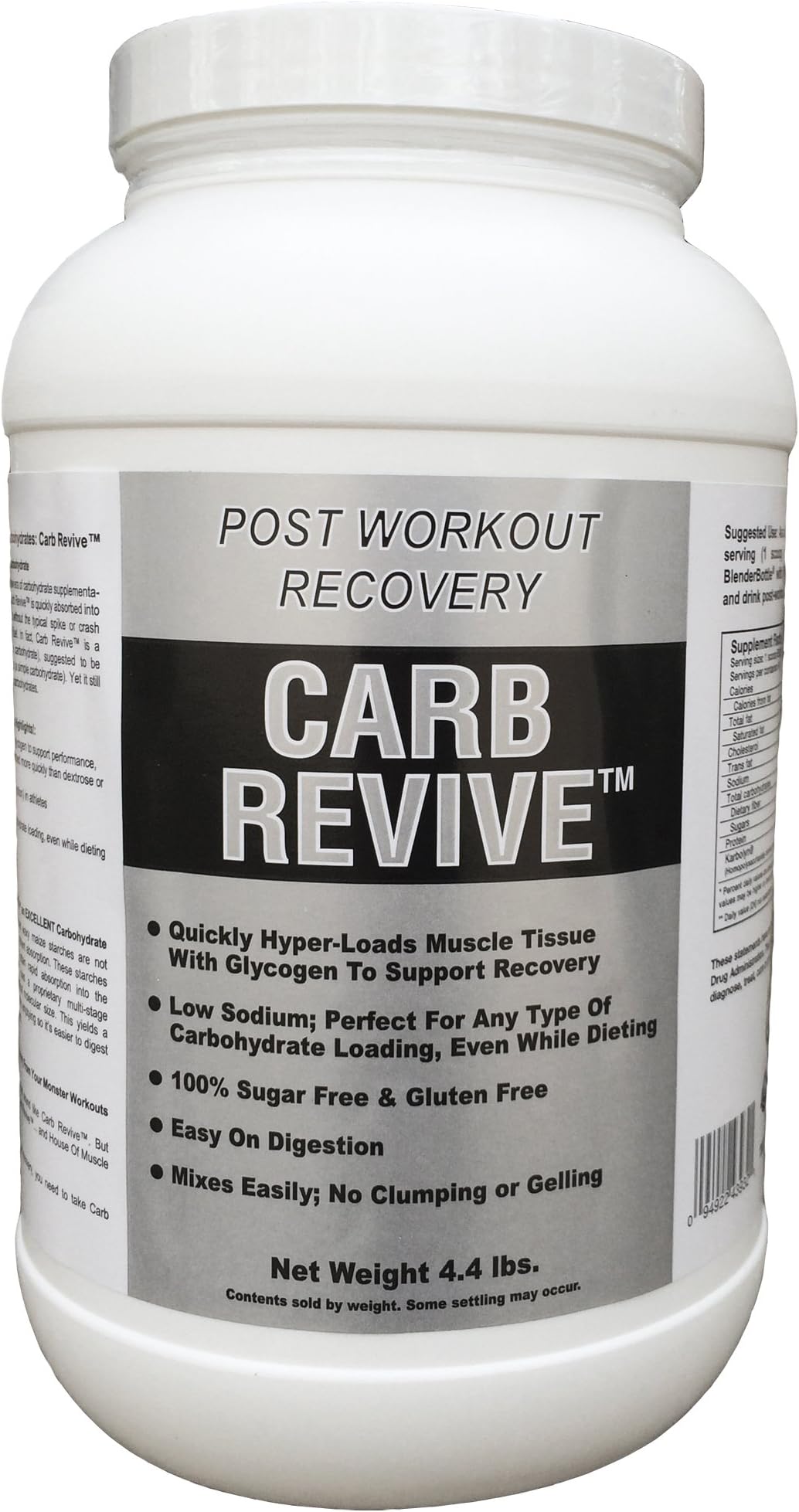 Carb Revive: Post-Workout Supplement Powder - Quickly Hyper-Load Muscle Cells with Glycogen - Supports Recovery from Working Out - Easy to Digest - 40 Unflavored Servings Per Tub