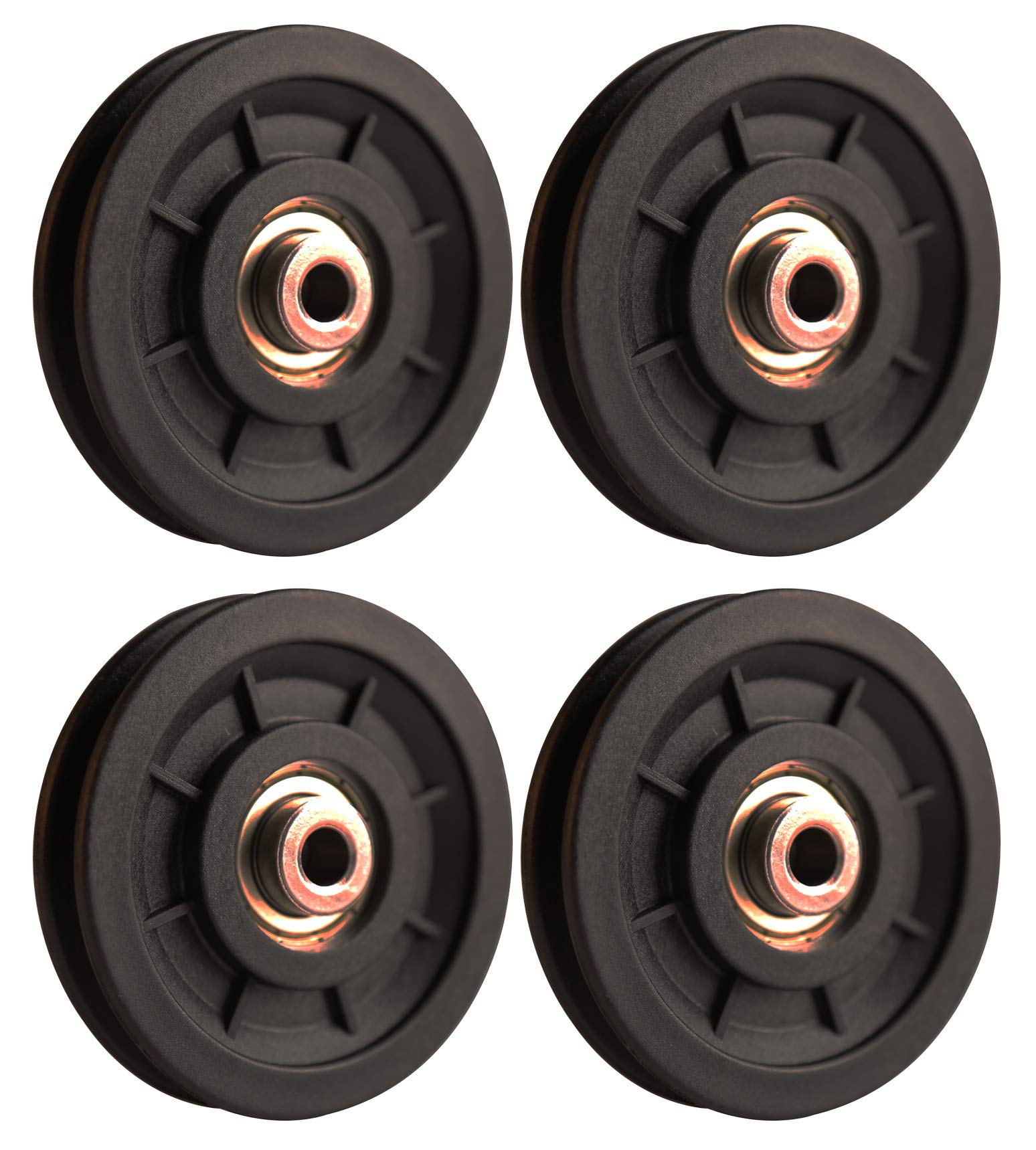 LFJ 90mm Gym Pulley Wheel, Universal Bearing Pulleys for Cable Machine Fitness Equipment Wearproof Abration Spare Part (4Pcs)