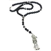 Acrylic Holy death's necklace, rosary style. Collar de la Santa Muerte de acrilico estilo rosario. Grim reaper Y style necklace.