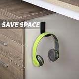 Weewooday 4 Piece Headphone Hanger Holder Desk Wall Mount Adhesive Acrylic Black view 5
