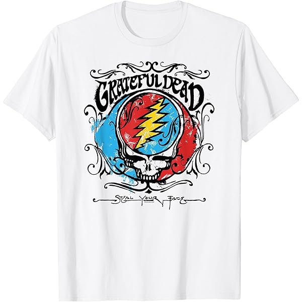 Grateful Dead SYF Steal Your Face White T-Shirt, Small | Amazon.com