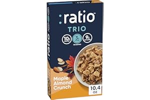 :RATIO Ratio Trio Maple Almond Crunch Cereal, 10g Protein, Keto Friendly, 10.4 oz