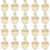 Beebeecraft 1 Box 20Pcs Autumn Theme Charms 18K Gold Plated Small Pine Cone Nuts Acorn Charms for Jewelry Making Fall Diy Bracelet Necklace Earring Bangle Thanksgiving Day Craft Decoration Accessories