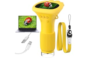 Microscope OUTACT Pocket Microscope Microscope for Children with 8 LEDs 50-1000x Digital Microscope with Adjustment Button Science Portable Microscope with 4 Adjustment Levels