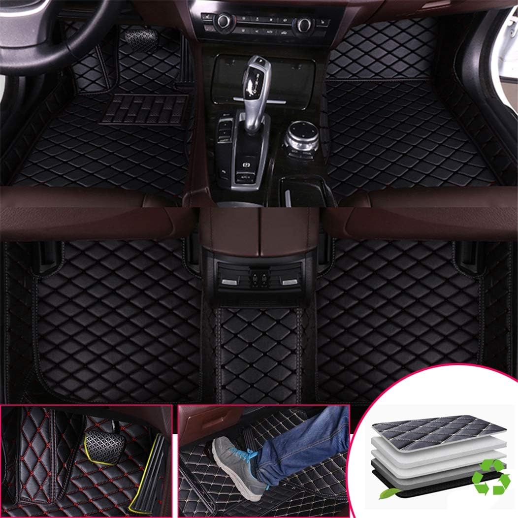 Custom Car Floor Mats for Honda Fit Jazz 2008-2013 Full Surrounded Waterproof Anti-Slip All Weather Protection Leather Material Car mat Carpet Liners Interior Accessories Black