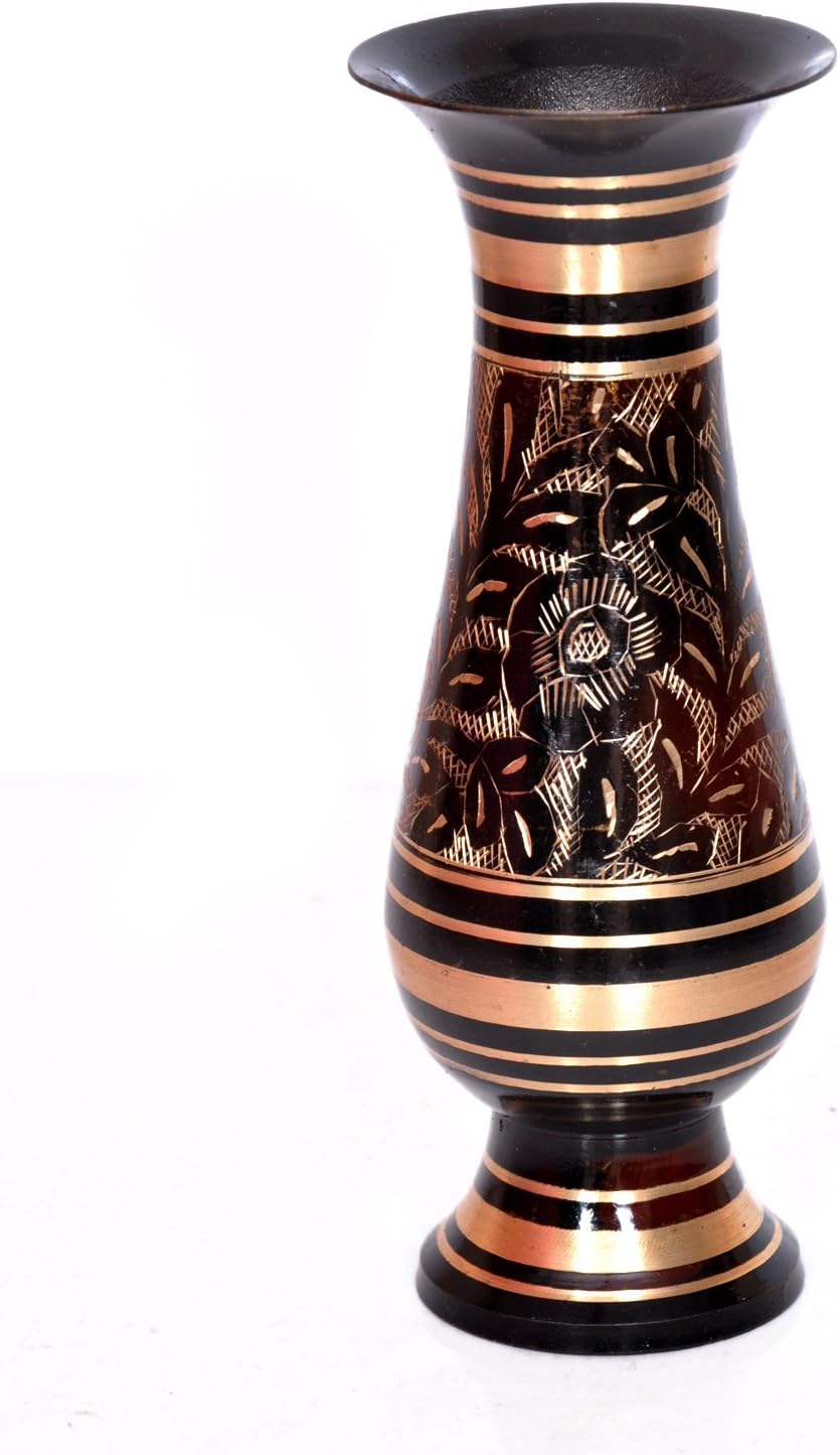BrassLine Brass Flower Pot Flower Vase (10.5 X 2.7 Inches, Black)