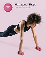SONGMICS Dumbbells Set 2x1 kg Neoprene Hex Coated Pink SYL902P01 view 7