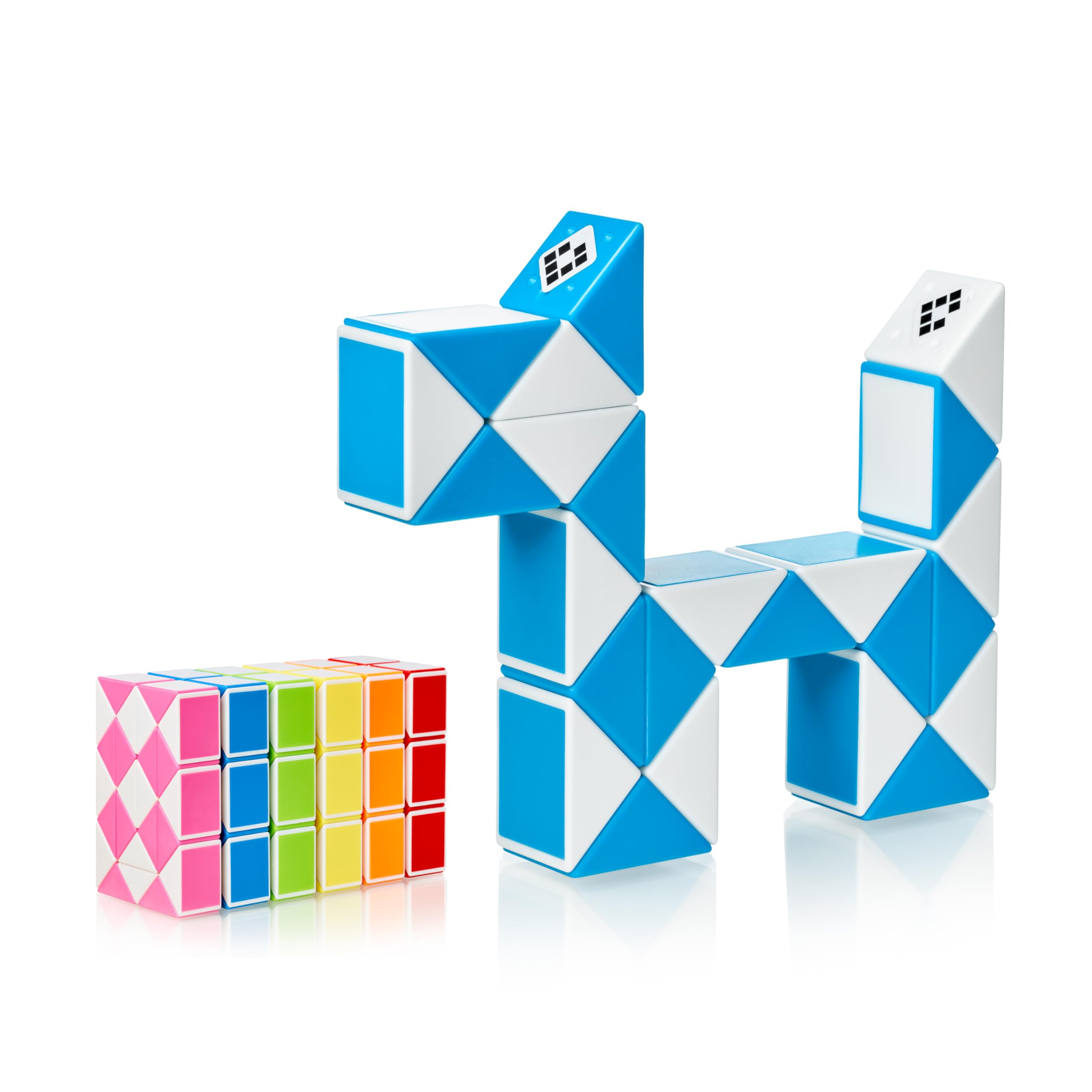 CUBIDI® Magic Snake Cube | Fidget Snake Toy for Kids | Travel Toys for Kids Ages 4-8 | Great Gift for Boys and Girls Birthday, Christmas, Stocking Stuffers - 24 Blocks | 2,2x1,7 cm | Blue