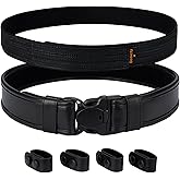Dotacty Plain Black Police Duty Belts Law Enforcement Sheriff Security 2" Outer Belt Loop Liner Tri-Release Buckle 4 Keepers
