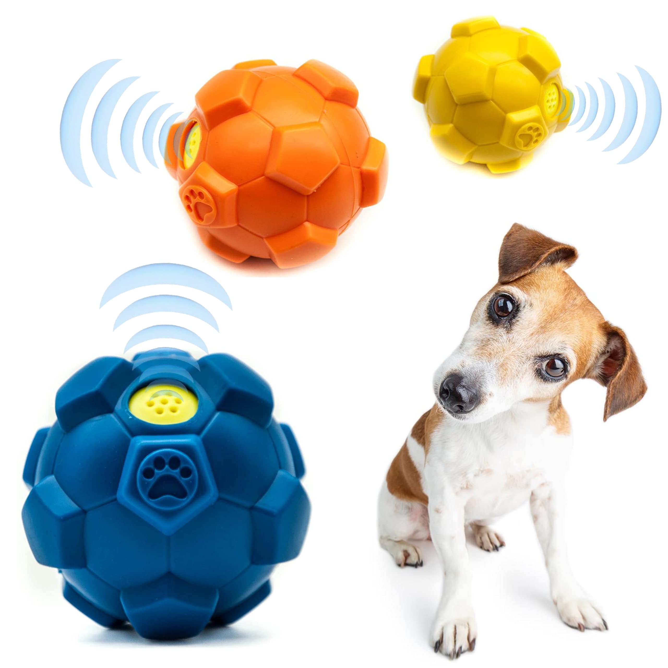 Petopedia 2 X 10cm DOG BALLS Exciting Sound GIGGLE Ball for Dogs | Rolling Sports FOOTBALL | Interactive Dog Toys for Boredom Dog Spike Toy Teeth Cleaning Dog Chew Toys