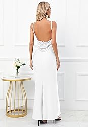 Capuffy Women Drape Neck Formal Maxi Dresses Lace