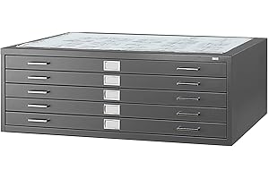 Safco Products Flat File for 48" W x 36" D Documents, 5-Drawer (Additional Options Sold Separately), Black