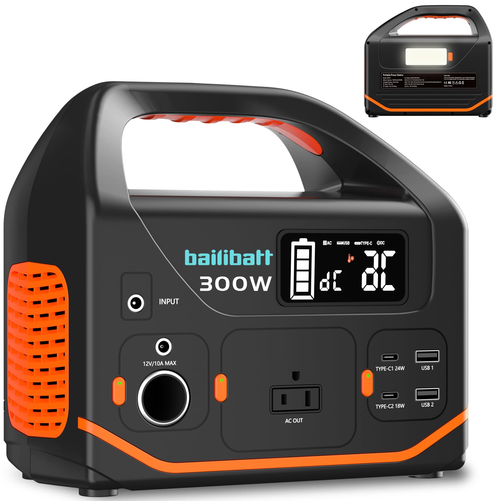Photo 1 of Portable Power Station, 266wh Portable Generator Camping Home Use Lithium Battery, Power Station 300W Emergency Backup with 120V Pure Sine Wave AC Outlet