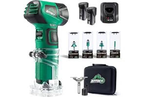 BATOCA 12-VOLT Max Cordless Palm Edge Router Tool, 2pcs12V 2.0Ah Lithium-Ion Batteries and Fast Charger are Include, Light Weight Wood Trimmer Kit with 4 H10 Router Bits, BATOCA EVA Router Bag