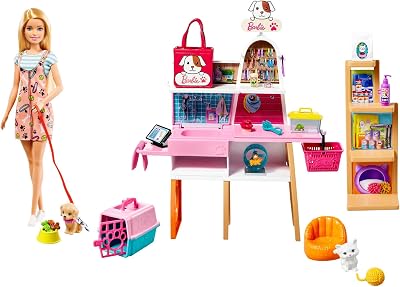 Barbie Barbie Pet Boutique Playset with 4 Pets and Grooming Station