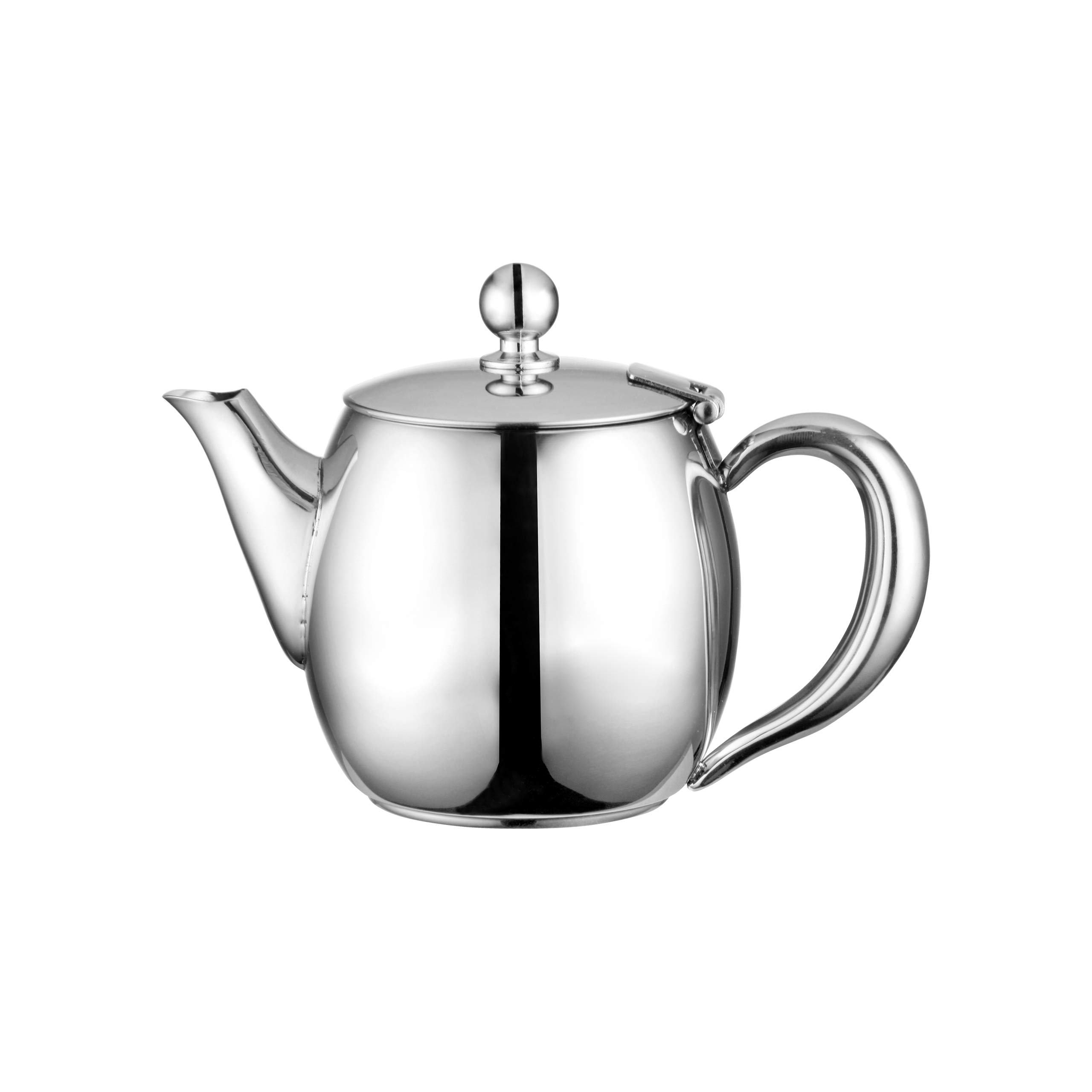 Café Olé Buxton Teapot, 24oz (680ml) 18/10 Stainless Steel Tea Pot with Stay-Cool Handles, Spill-Free Spout, Mirror Polished Finish, High Gloss Polish