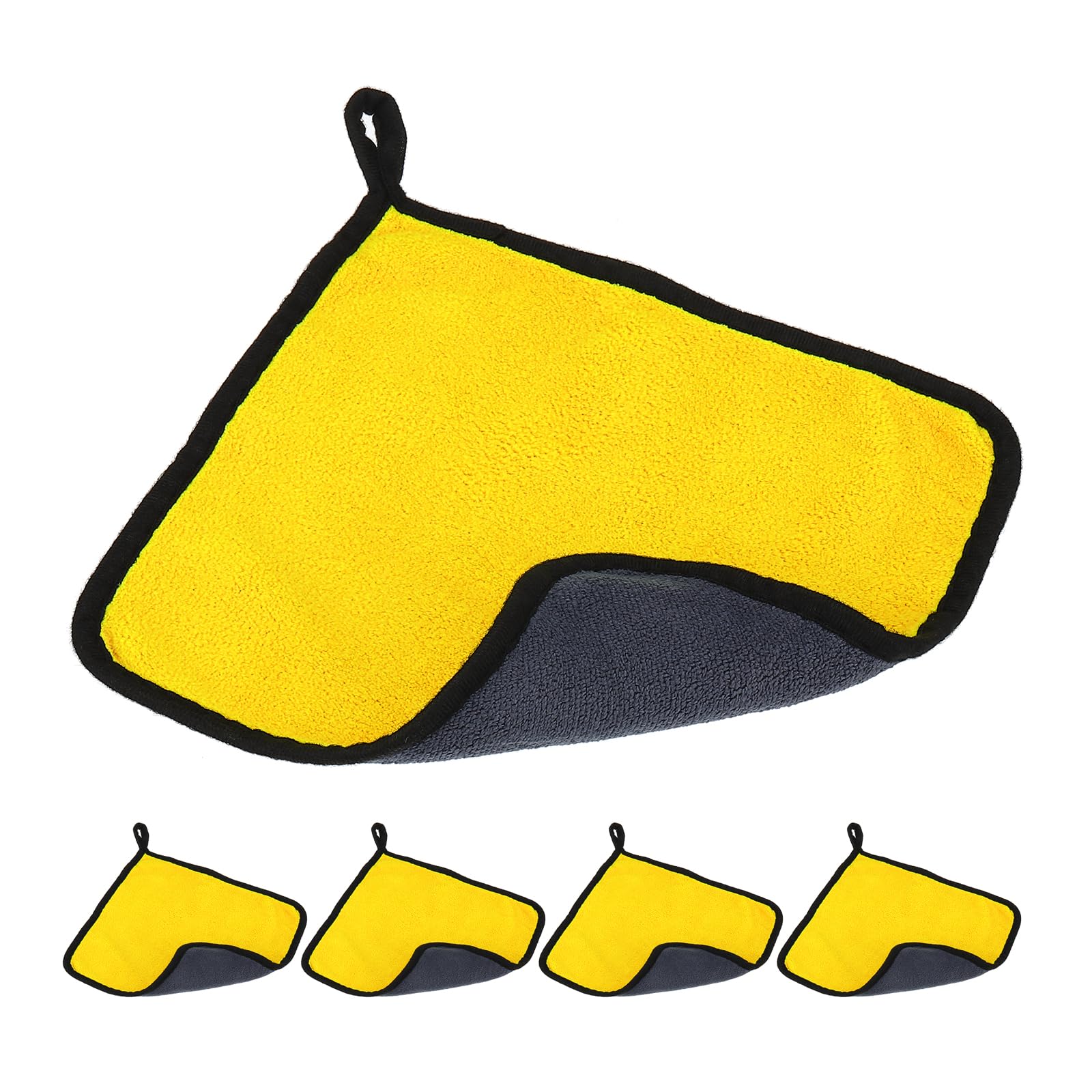 PATIKIL 9.84x9.84 Inch Billiard Cue Towel, 5 Pack Pool Cue Cleaner Shaft Cloth Coral Fleece for Snooker Pole Pool Table Cue Accessories, Yellow Grey