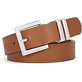 SANSTHS Women's Leather Belt for Jeans Pants Dresses Fashion Ladies Belt Square Gold/Silver Buckle Waist Belt for Women