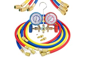 LIYYOO Air conditioning Refrigerant Charging Hoses with Diagnostic Manifold Gauge Set and 2 Quick Coupler for R410A R22 R404 Refrigerant charging,1/4" Thread Hose Set 60" Red/Yellow/Blue (3pcs)