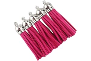 QIANHAILIZZ 30 Silver CCB 2-1/4 Inch Faux Suede Tassel Charm Keychain Cellphone Straps Z58