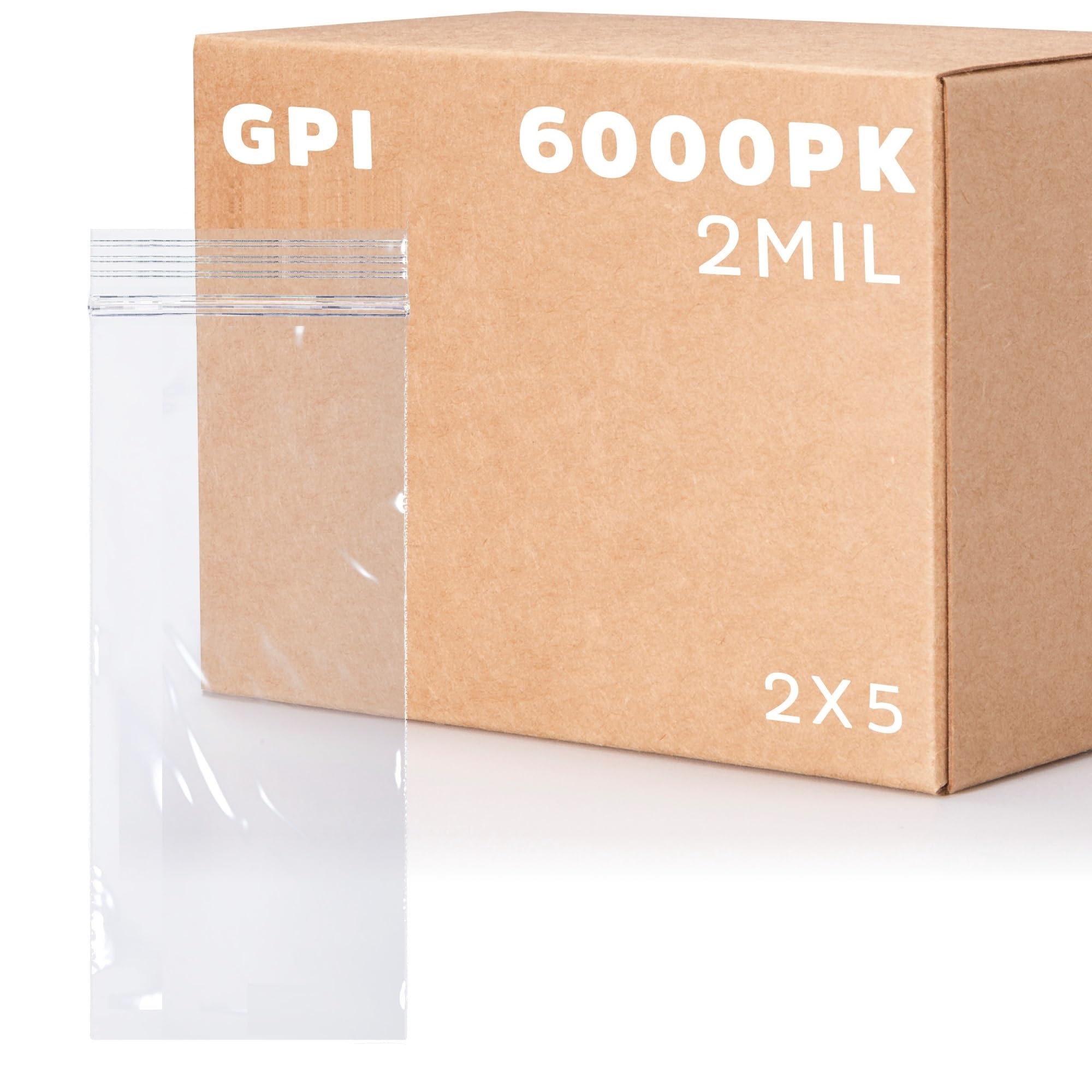 6,000 Case - 2" x 5" Small Zip Bags, 2 Mil, Clear