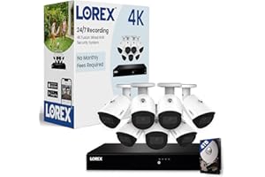 Lorex Fusion 4K PoE Outdoor/Indoor Smart Home Security Camera System, 4TB NVR, White - 7 Bullet IP Cameras, 16 Channel (Wired & Fusion WiFi) Surveillance, Color Night Vision, Smart Motion Detection