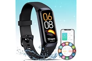 KYUHJU Fitness Activity Tracker for Men Women,Smart Watch with Blood Pressure Monitor Heart Rate Sleep Monitor IP67 Waterproof Pedometer Step Counter Calorie Tracker Health Watch for Android iOS Phones Black