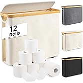 26L Toilet Paper Basket, Toilet Paper Storage with Lid for Bathroom, Foldable, Standing Holde Organizer Holds Up to 9-12 Rolls, Beige