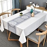 TruDelve Plastic Table Cloth Rectangle Tables Gray Vinyl Tablecloth Waterproof Wipeable Oilcloth Tablecloths for Dining Table Cover(54"x72",Runner-1)