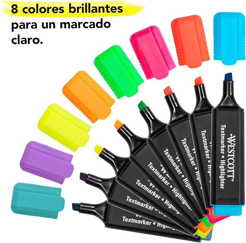 Marcadores fluorescentes, 8 peças, variedade | Marcadores fluorescentes em cores vivas | Espessura do traço: 2-5 mm | Tinta premium da Alemanha | E-744252 00