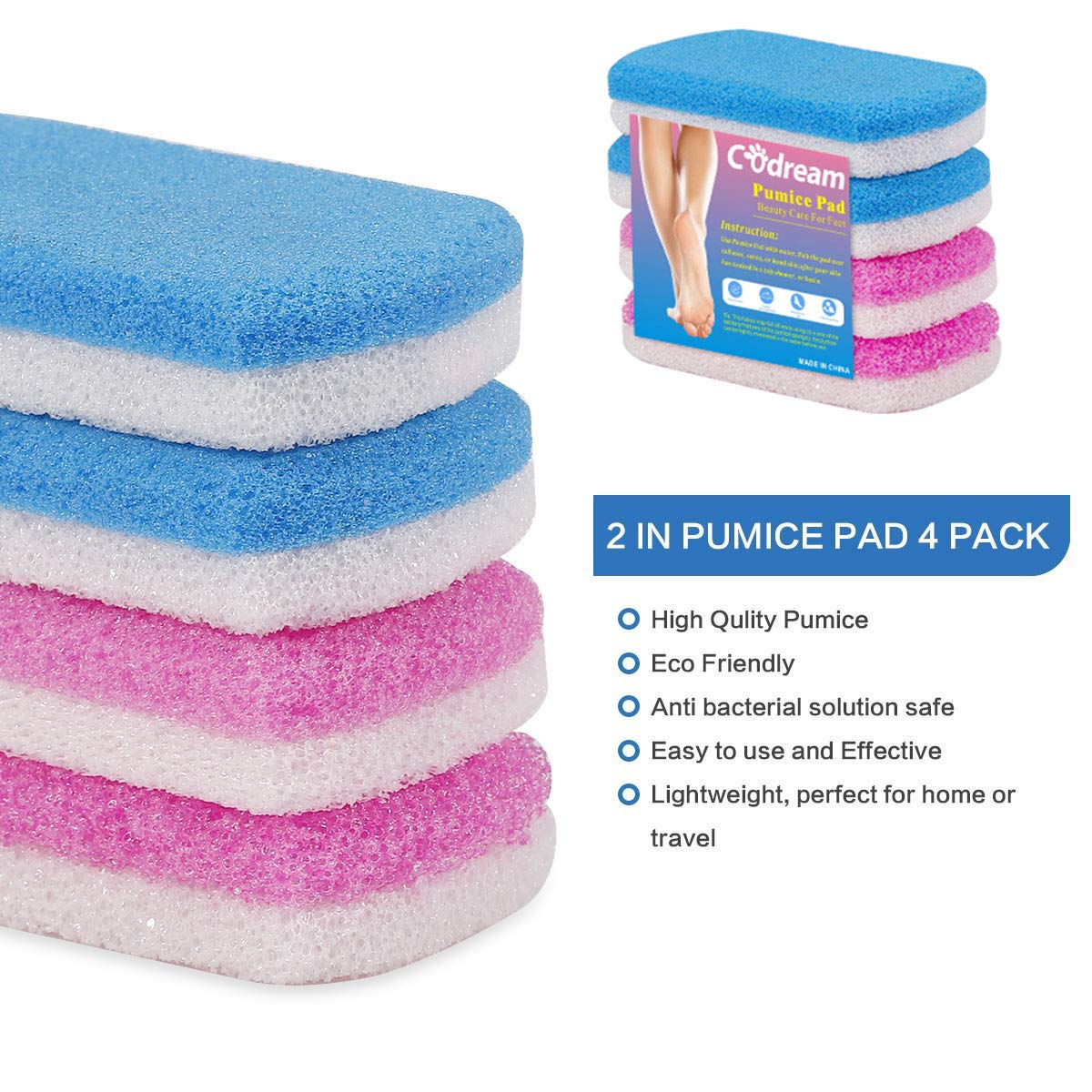 Codream Callus Removers for Feet, 2 in 1 Pumice Stone, Pedicure Stone Scrubber for Smooth Feet, Hands and Body, Foot scrubber & Pedicure Exfoliator Tool (Pack of 4): Beauty