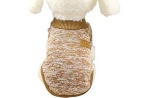 CHBORLESS Pet Dog Classic Knitwear Sweater Warm Winter Puppy Pet Coat Soft Sweater Clothing for Small Dogs (XS, Khaki)
