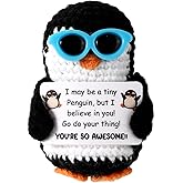 TOYMIS Funny, Handmade Crochet with Inspirational Card Emotional Knitted Animal Doll for Office Desk Decor Christmas Birthday Party Favors (Sunglasses Style)