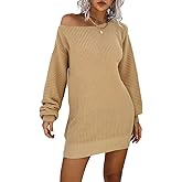 LAVANACE Women's Casual Oversized Off Shoulder Sweater Dresses Long Chunky Pullover Jumper