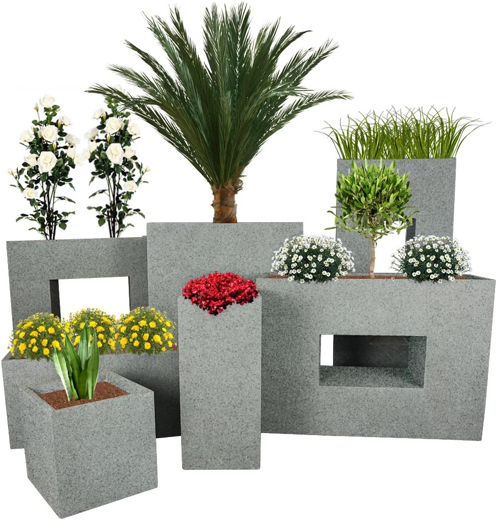 Pflanzwerk® Pflanzkübel Tower Granit Grau 50x23x23cm *Frostbeständiger