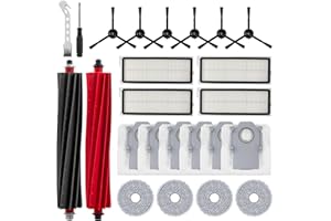 WALNTEC 24PCS Replacement Part for Roborock Qrevo Master/ V20/ P10s Pro Robot Vacuum Cleaner Accessories Kit- 1 Main Brush 4 HEPA Filter 4 Mop Cloth Pad 6 Side Brush 6 Dust Bag 1 Cleaning Tool 1 Screwdrivers