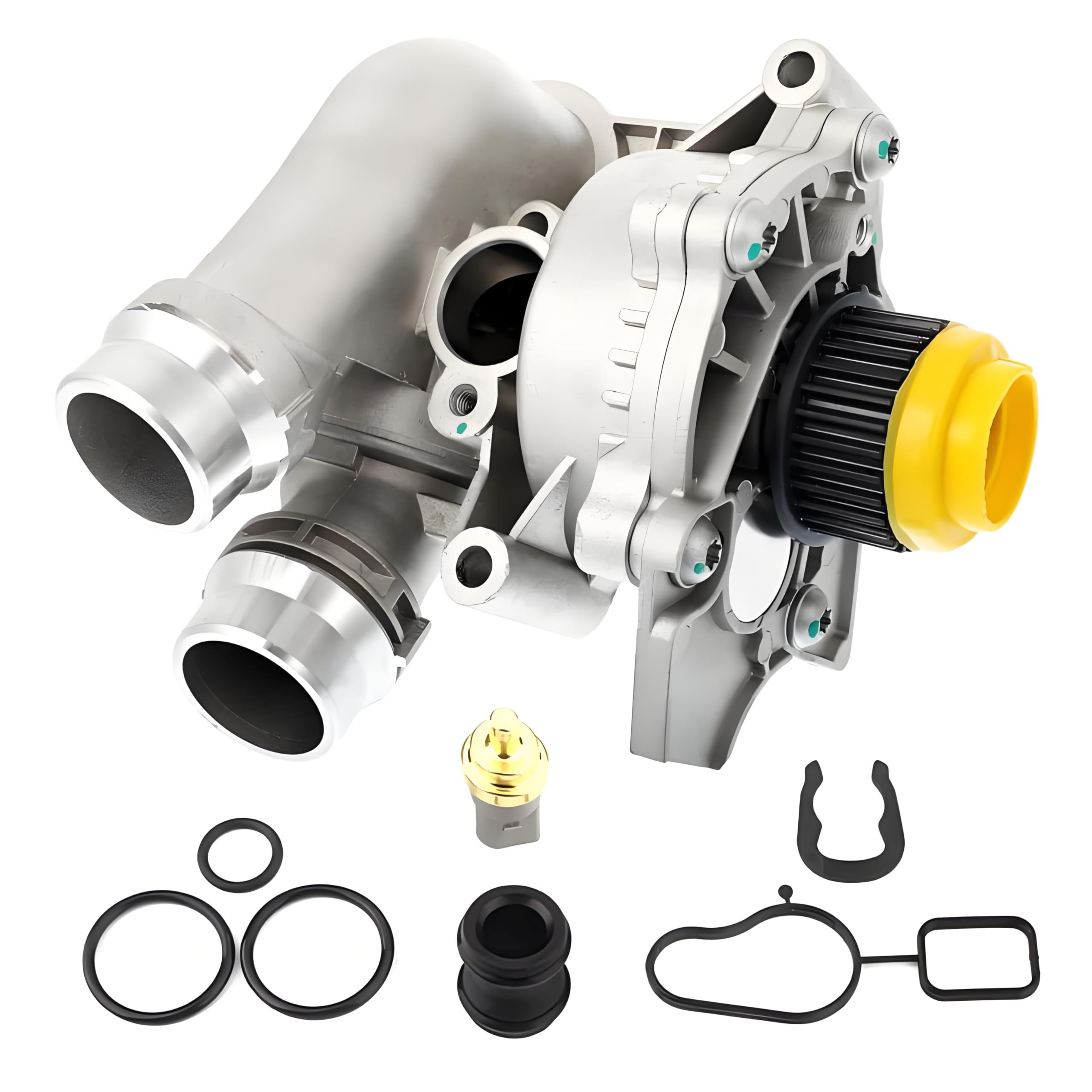 View 1 of 06H121026AB 06H121026CQ Water Pump Thermostat Assembly Compatible with V-W Go-lf Jet-ta GTI Pass-at Tigua-n 2.0T 1.8T