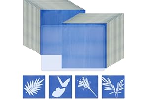 Fumwase 30 Sheets Cyanotype Paper Kit Sun Print Paper Sun Art Paper Light Sensitive Solar Photography Sensitivity Nature Printing Paper for Kids and Adults Arts Crafts DIY Projects (Inches, 3.9x3.9)