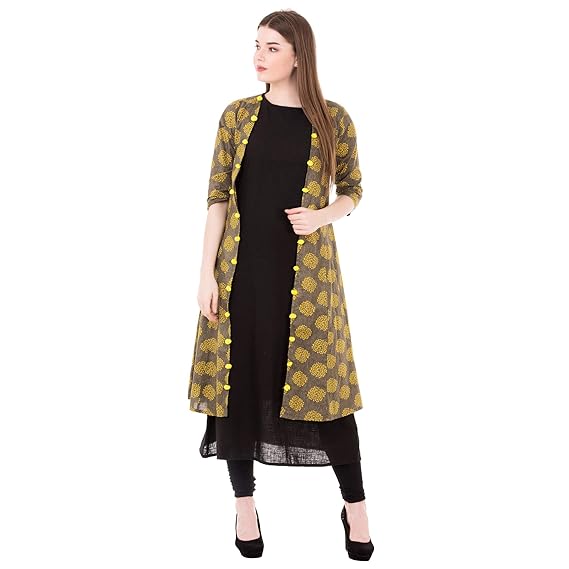 Cotton Black Kurta With Jacket